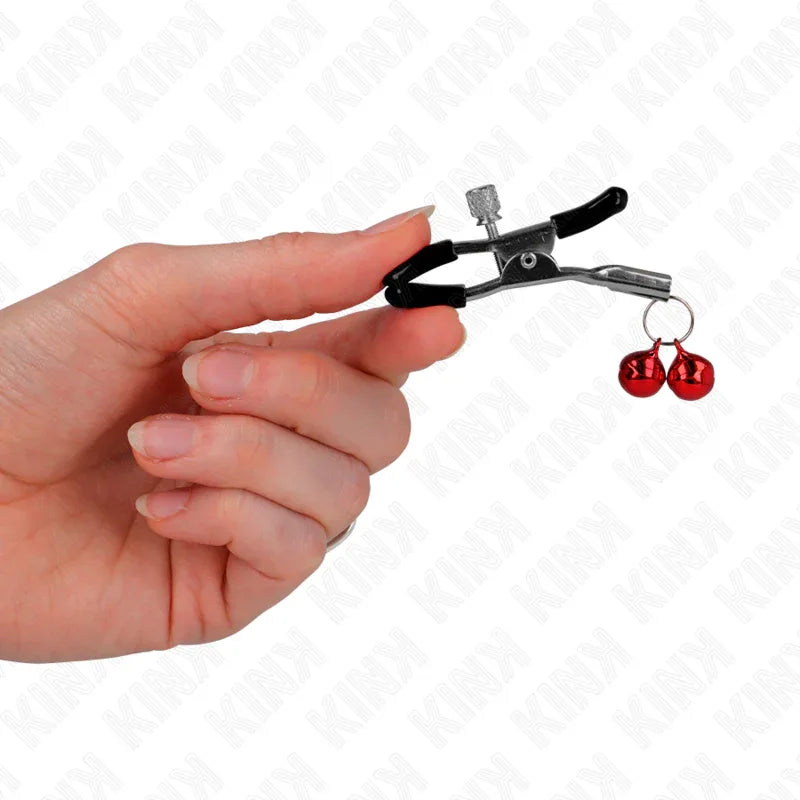 KINK - DOPPELTE GLOCKEN-NIPPELKLAMMERE ROT 6 CM - Vanelion Paradise
