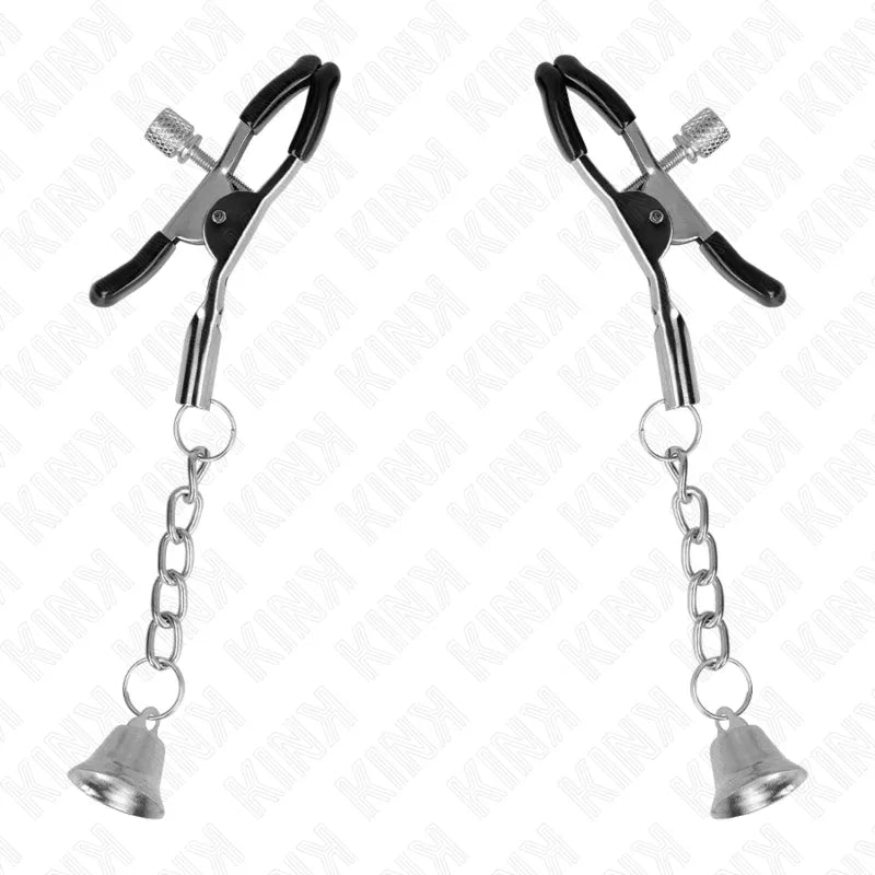 KINK - SILBERNE NIPPELKLEMMEN MIT GLOCKENANHÄNGER 6 CM - Vanelion Paradise