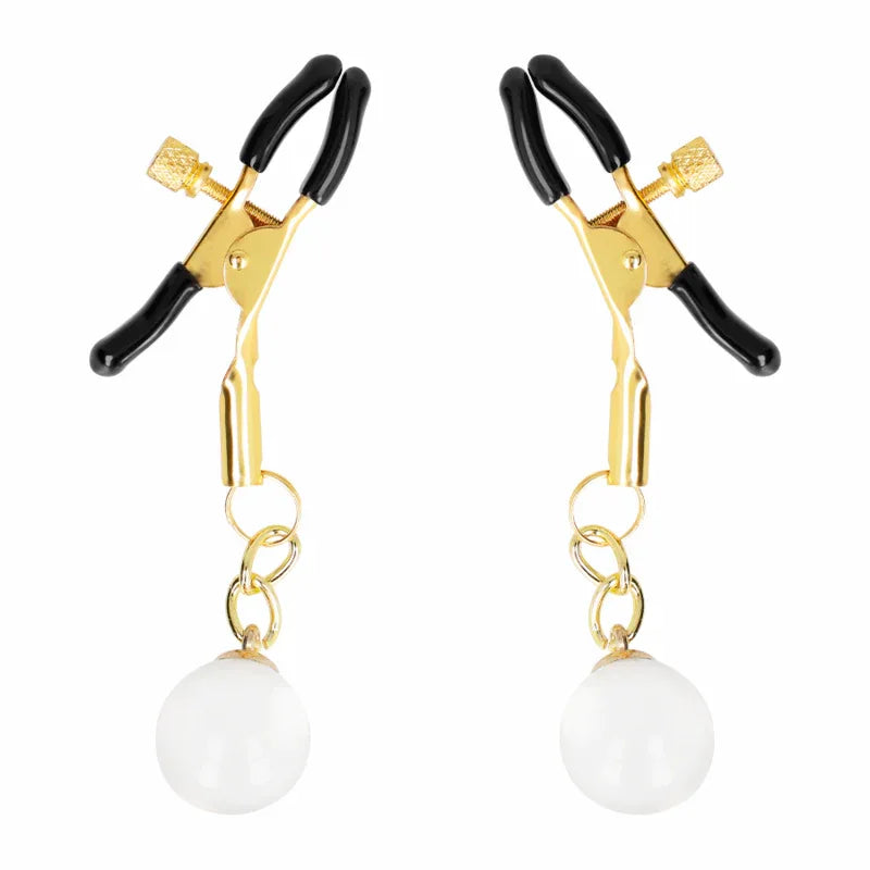 KINK - GLASPERLEN-NIPPELKLAMMERN GOLD 6 CM - Vanelion Paradise