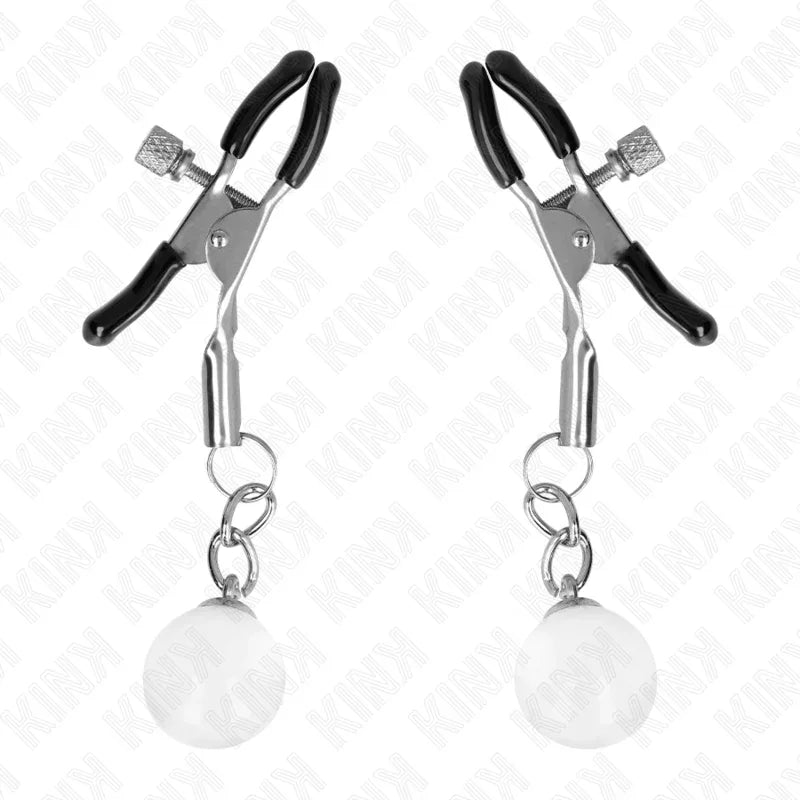 KINK - GLASPERLEN-NIPPELKLAMMERN SILBER 6 CM - Vanelion Paradise