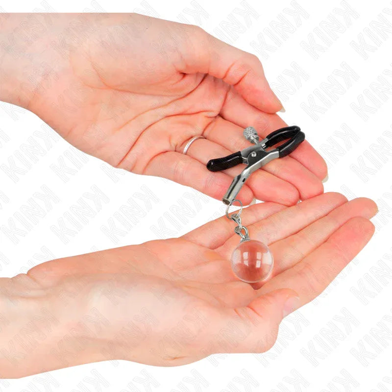 KINK - GLASPERLEN-NIPPELKLAMMERN SILBER 6 CM - Vanelion Paradise