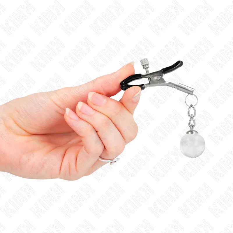 KINK - GLASPERLEN-NIPPELKLAMMERN SILBER 6 CM - Vanelion Paradise