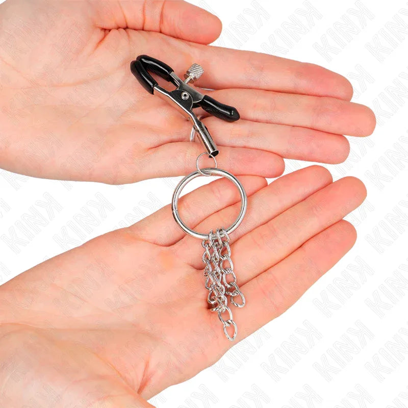 KINK - O-RING NIPPELKLEMME UND KLEINE KETTE SILBER 6 CM - Vanelion Paradise