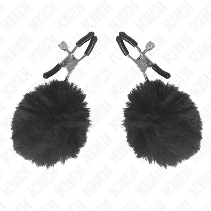 KINK - KUNSTFELLBALL-NIPPELKLAMMER SCHWARZ 6 CM - Vanelion Paradise