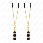 KINK - GOLDENE DÜNNE NIPPELKLEMMEN MIT 3 SCHWARZEN GLASPERLEN 7 CM - Vanelion Paradise