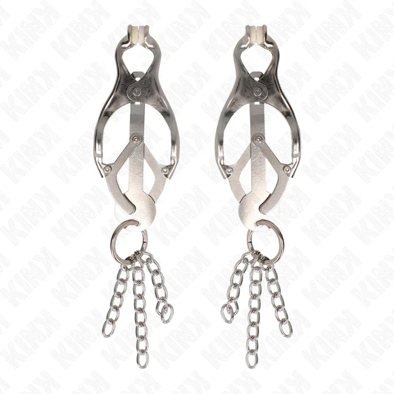 KINK - JAPANISCHE KLEEBLATT-NIPPELKLAMMERN MIT KLEINEN KETTEN SILBER - Vanelion Paradise