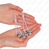 KINK - LEUCHTENDE TOTENKOPF-NIPPELKLAMMERN MIT RINGGLÖCKCHEN VERSTELLBAR ROSA/SILBER - Vanelion Paradise