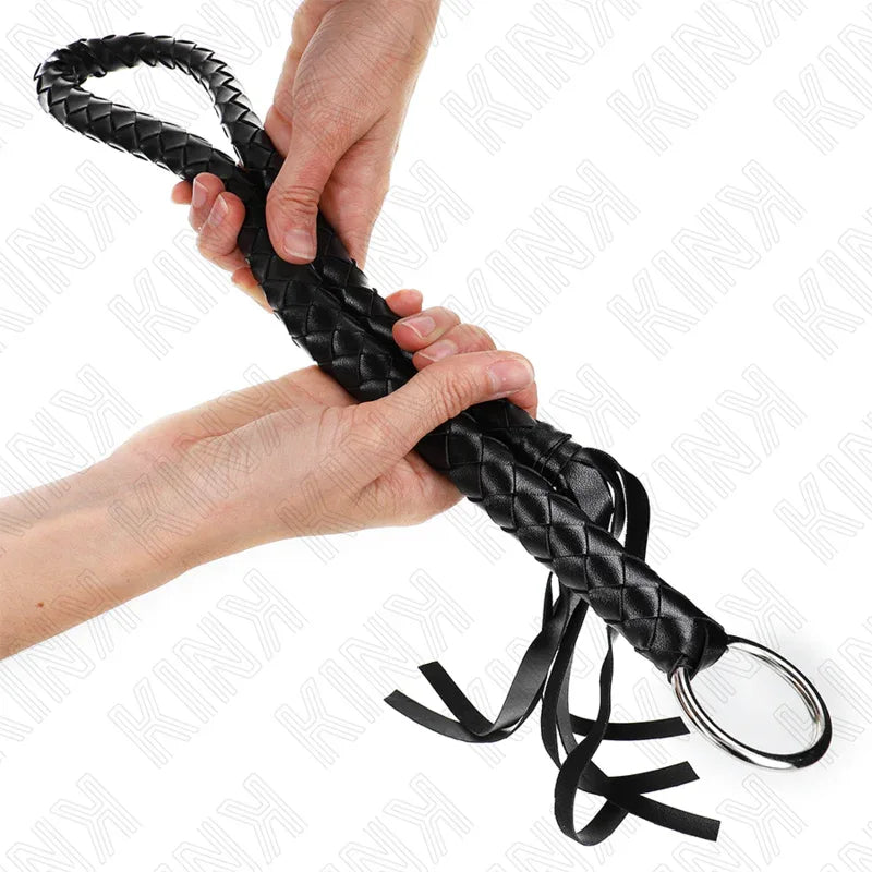 KINK - SCHLANGENPEITSCHE MIT SCHWARZEM HANDRING 65 CM - Vanelion Paradise