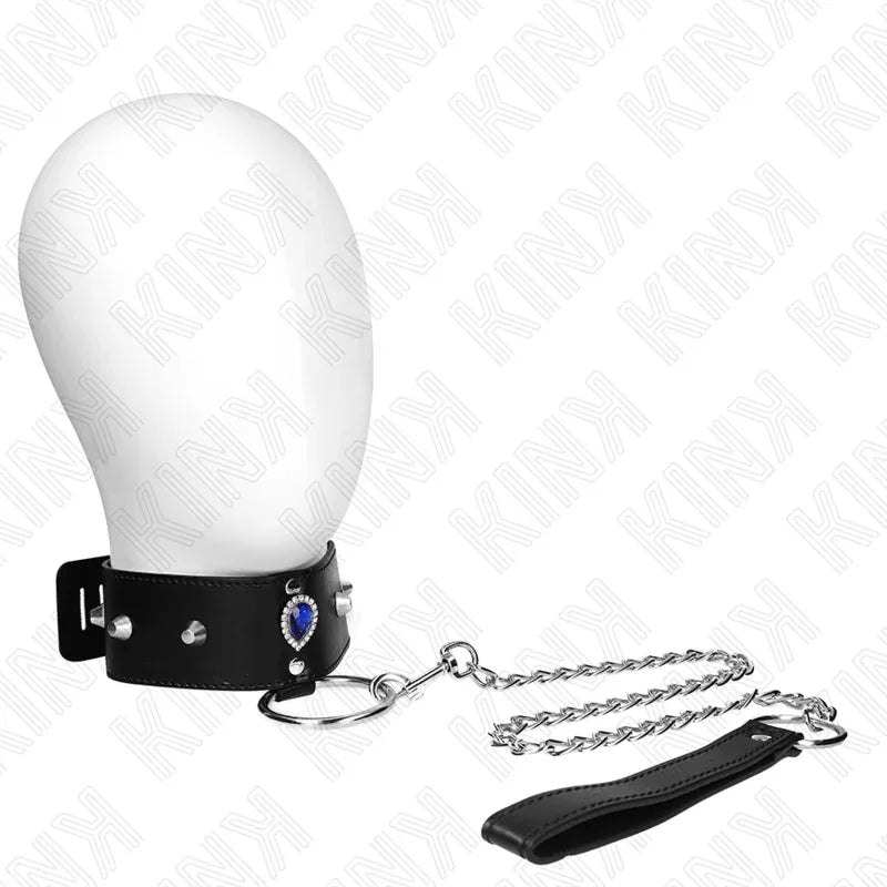 KINK - HALSKETTE 65 CM MIT BAND MIT BLAUEN DIAMANTEN VERSTELLBAR 36-43 CM X 5 CM - Vanelion Paradise