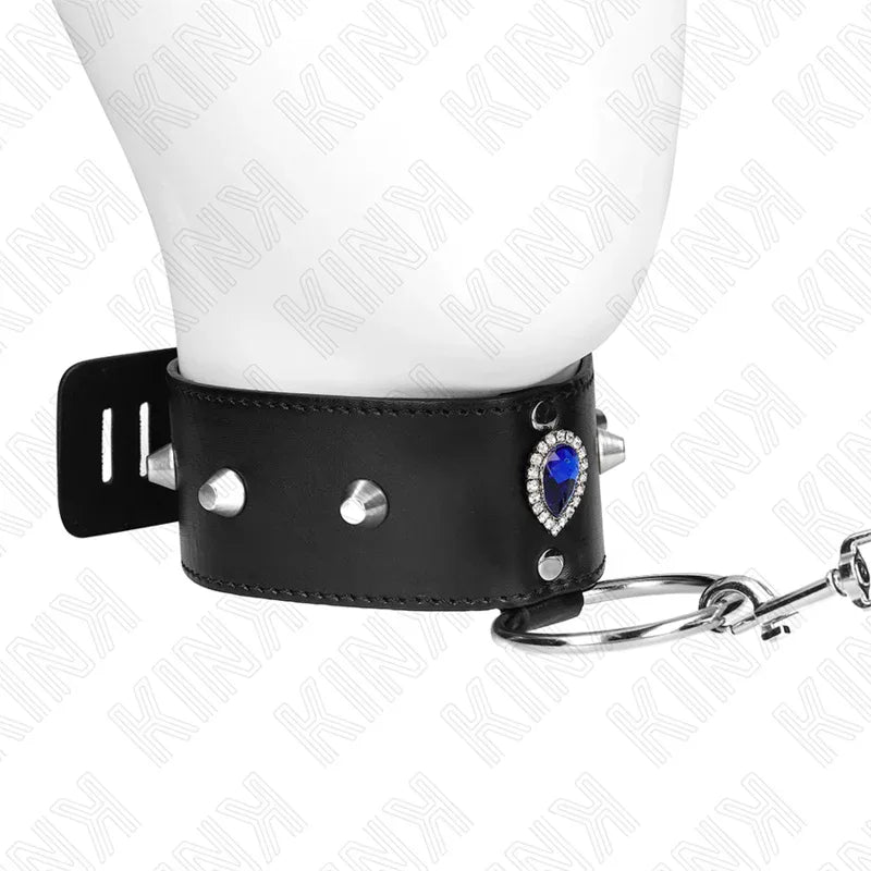 KINK - HALSKETTE 65 CM MIT BAND MIT BLAUEN DIAMANTEN VERSTELLBAR 36-43 CM X 5 CM - Vanelion Paradise