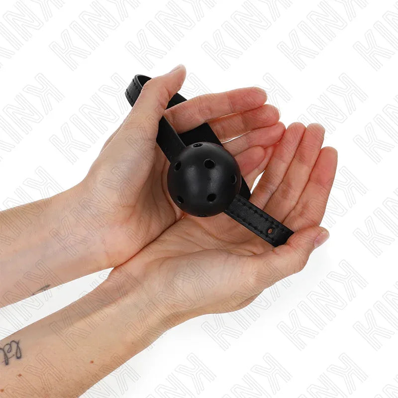 KINK - SIMPLICITY SCHWARZER ATMUNGSAKTIVER BALL 4,5 CM GAG 62 x 1,5 CM - Vanelion Paradise