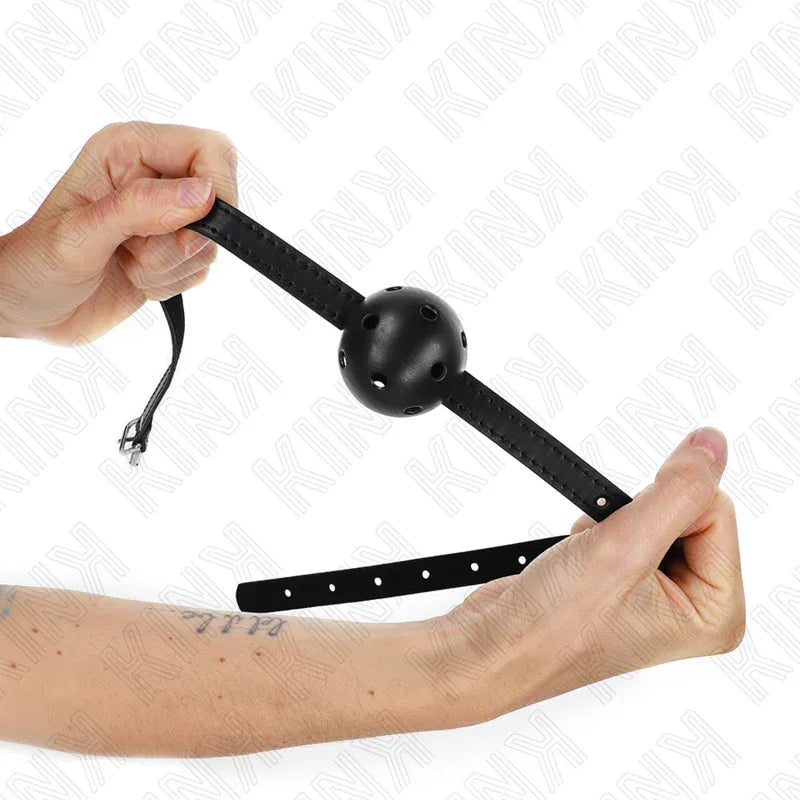 KINK - SIMPLICITY SCHWARZER ATMUNGSAKTIVER BALL 4,5 CM GAG 62 x 1,5 CM - Vanelion Paradise