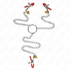 KINK - BELL 3-FACH NIPPEL- UND KLITORISKLEMMEN ROT MIT KETTE 30 CM - Vanelion Paradise