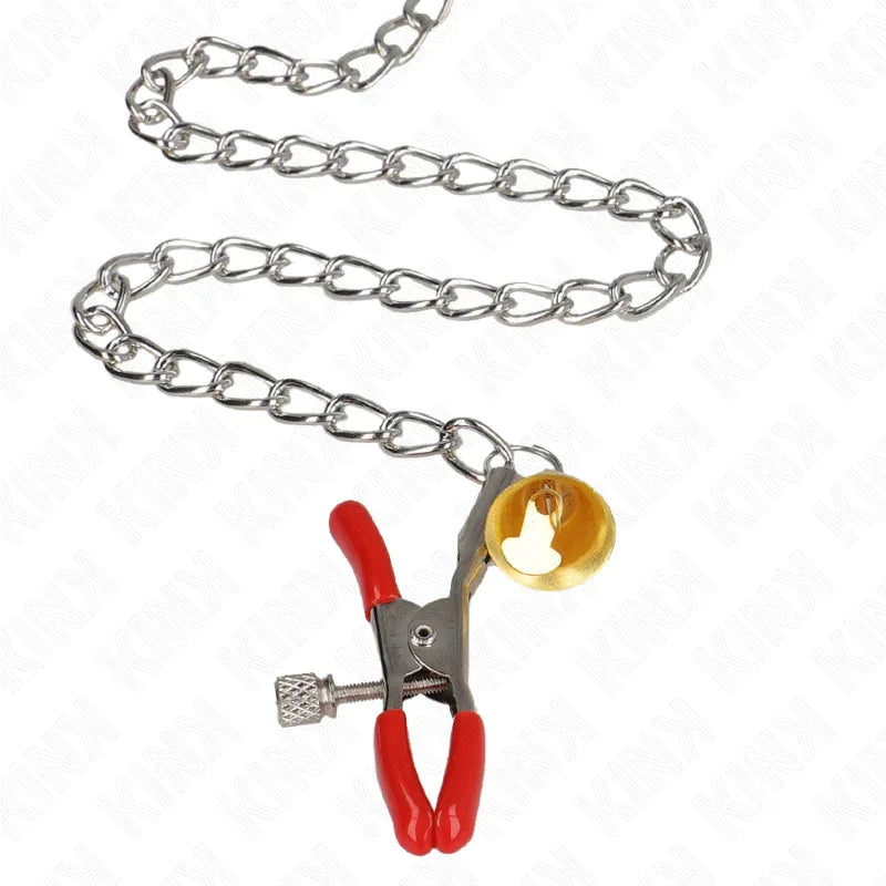 KINK - BELL 3-FACH NIPPEL- UND KLITORISKLEMMEN ROT MIT KETTE 30 CM - Vanelion Paradise