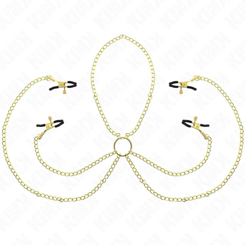 KINK - 4 Nippel- und Kitzlerklammern, verstellbar, Gold - Vanelion Paradise