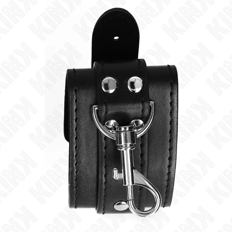 KINK - ABSCHLIEßBARE DUNGEON HANDGELENKSFESSELN SCHWARZ VERSTELLBAR 21-28 CM X 5,5 CM - Vanelion Paradise