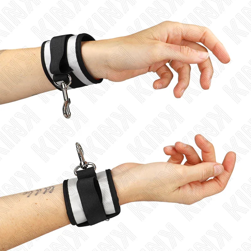 KINK - NEOPREN HANDGELENKMANSCHETTEN GRAU 23 X 5 CM - Vanelion Paradise
