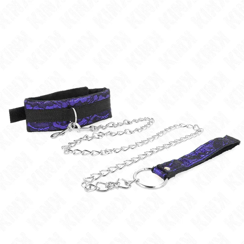 KINK - KURZE HALSKETTE AUS SAMTSPITZE MIT GÜRTEL 105 CM MIT NYLONBESATZ 44 X 5,5 CM - Vanelion Paradise