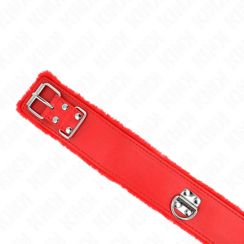 KINK - HALSKETTE MIT LEINE 116 CM MIT SILBERNEN NIETEN MODELL 4 ROT VERSTELLBAR 40-48 CM X 6 CM - Vanelion Paradise