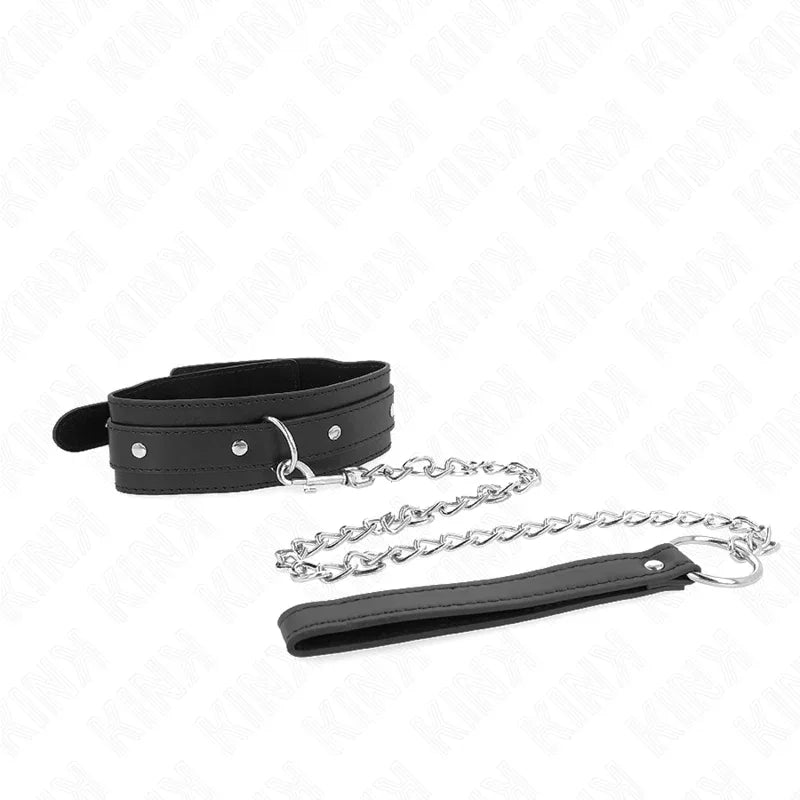 KINK - HALSKETTE MIT LEINE 65 CM 1 RING VERSTELLBAR 38-49 CM X 5 CM - Vanelion Paradise