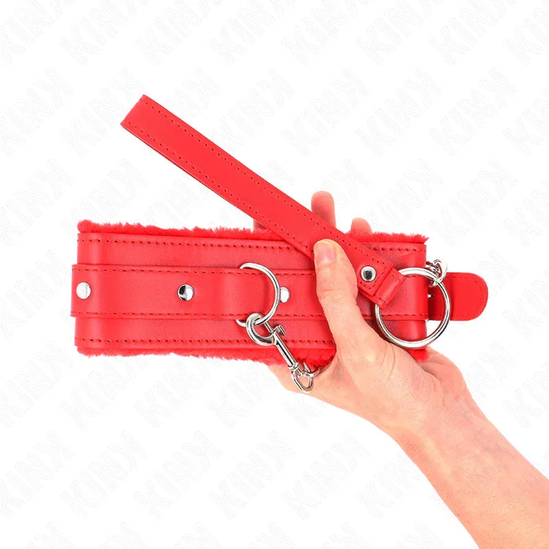 KINK - HALSBAND MIT LEINE 65 CM MIT EINSCHRÄNKUNGEN ROT 36-42 CM X 5,5 CM - Vanelion Paradise