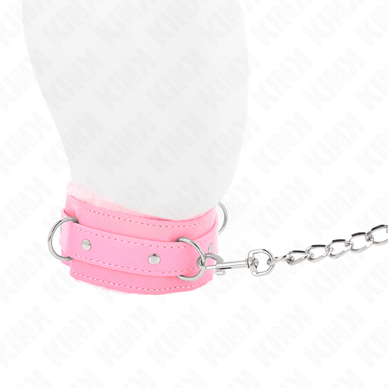 KINK - HALSBAND MIT LEINE 65 CM MIT EINSCHRÄNKUNGEN ROSA 36-42 CM X 5,5 CM - Vanelion Paradise