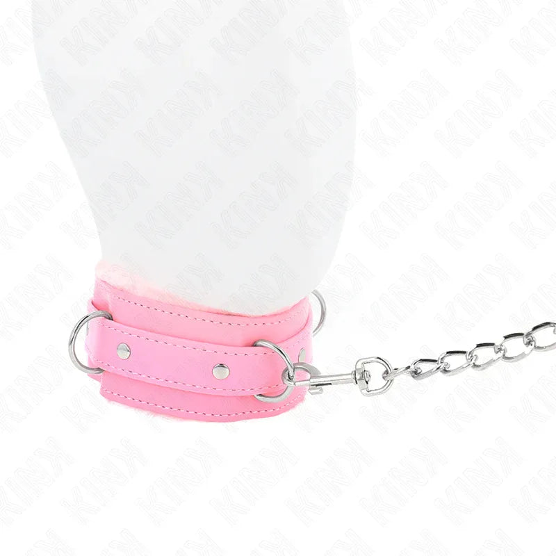 KINK - HALSBAND MIT LEINE 65 CM MIT EINSCHRÄNKUNGEN ROSA 36-42 CM X 5,5 CM - Vanelion Paradise