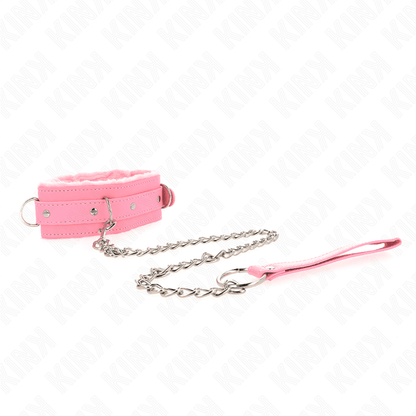 KINK - HALSBAND MIT LEINE 65 CM MIT EINSCHRÄNKUNGEN ROSA 36-42 CM X 5,5 CM - Vanelion Paradise