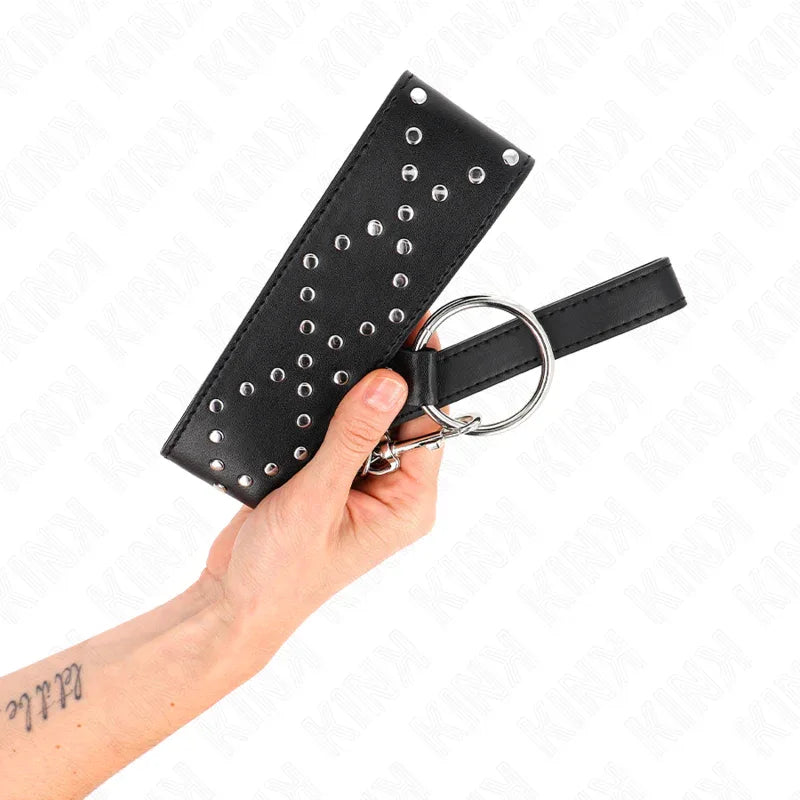 KINK - HALSKETTE 65 CM MIT LEINE MIT SILBERNEN NIETEN MODELL 3 VERSTELLBAR 36-43 CM X 5 CM - Vanelion Paradise