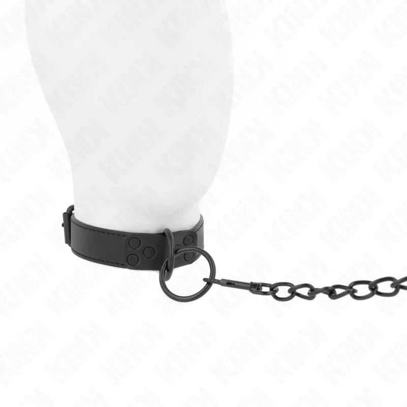KINK - HALSBAND MIT DUNKLER LEINE 65 CM VERSTELLBAR 37-54 CM X 3 CM - Vanelion Paradise