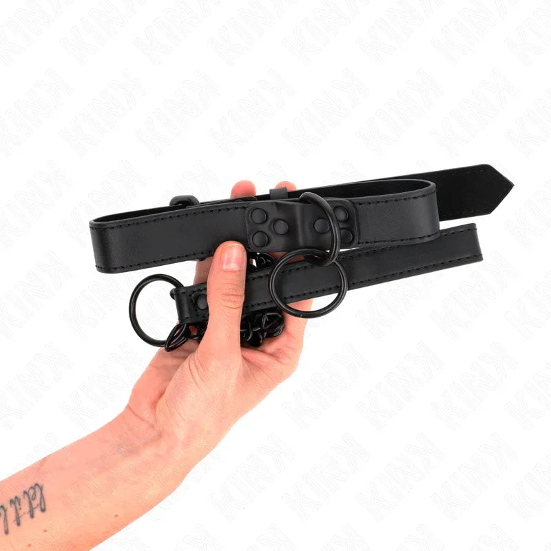 KINK - HALSBAND MIT DUNKLER LEINE 65 CM VERSTELLBAR 37-54 CM X 3 CM - Vanelion Paradise