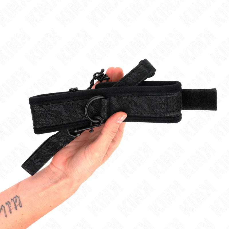 KINK - BASISMODELL HALSBAND MIT LEINE 77 CM MODELL 5 VERSTELLBAR 34-54 CM X 5 CM - Vanelion Paradise