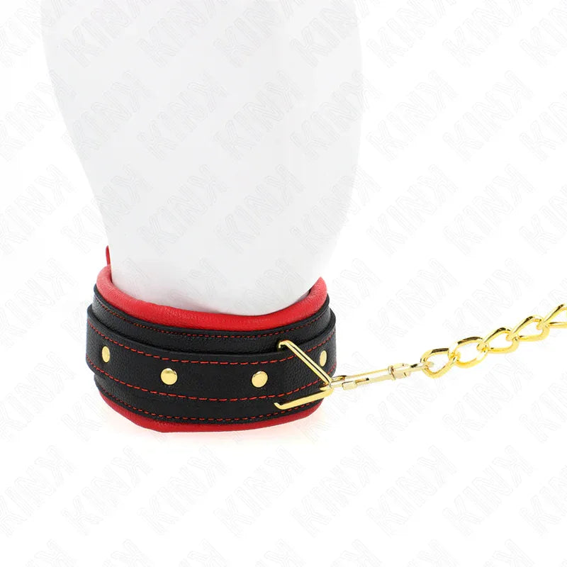 KINK - HALSBAND MIT LEINE AUS EINFACHER STOFF, VERSTELLBAR 33-48 CM X 5,7 CM - Vanelion Paradise