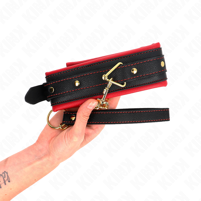 KINK - HALSBAND MIT LEINE AUS EINFACHER STOFF, VERSTELLBAR 33-48 CM X 5,7 CM