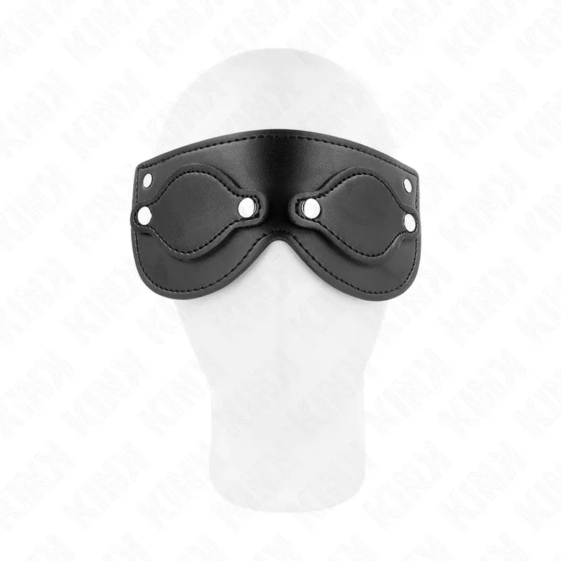 KINK - KUNSTLEDERMASKE MIT ABNEHMBAREN AUGENABDECKUNGEN 22 x 9 CM - Vanelion Paradise