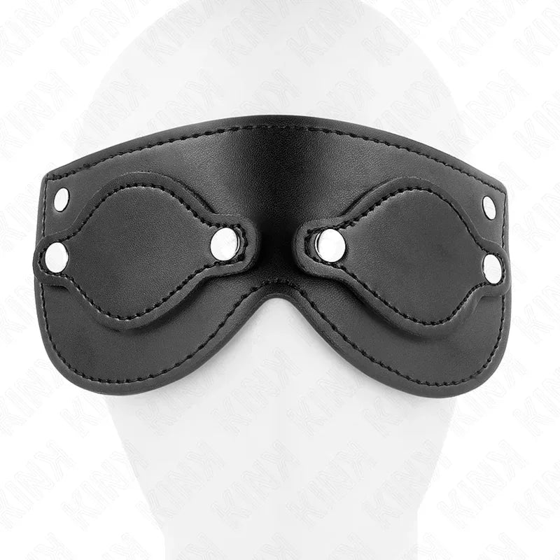KINK - KUNSTLEDERMASKE MIT ABNEHMBAREN AUGENABDECKUNGEN 22 x 9 CM - Vanelion Paradise