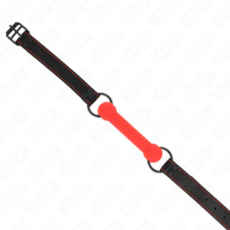 KINK - KNOCHENGAG MIT KUNSTLEDERBAND ROT VERSTELLBAR 41-57 CM - Vanelion Paradise