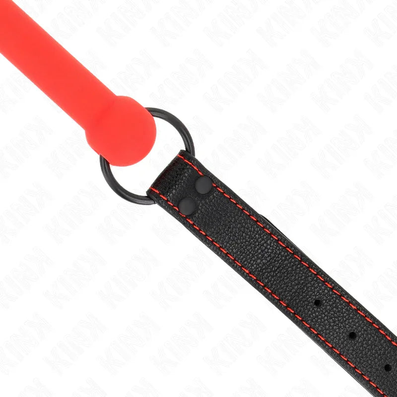 KINK - KNOCHENGAG MIT KUNSTLEDERBAND ROT VERSTELLBAR 41-57 CM - Vanelion Paradise