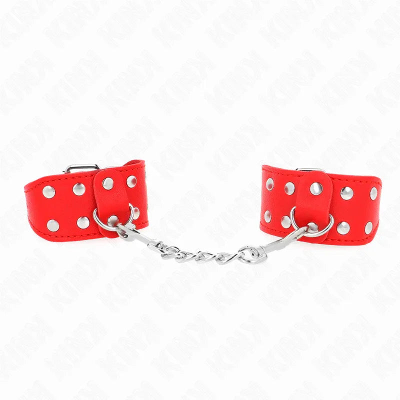 KINK - ARMBÄNDER MIT DOPPELTER REIHE VERSTELLBARER NIETEN ROT - Vanelion Paradise
