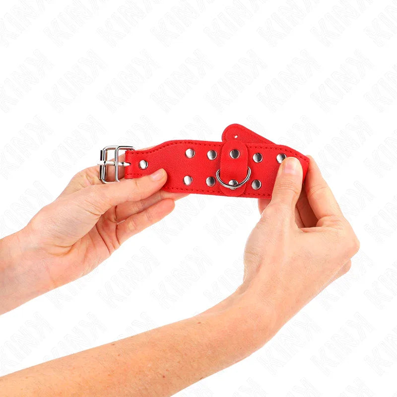 KINK - ARMBÄNDER MIT DOPPELTER REIHE VERSTELLBARER NIETEN ROT - Vanelion Paradise