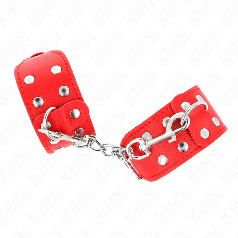 KINK - ARMBÄNDER MIT DOPPELTER REIHE VERSTELLBARER NIETEN ROT - Vanelion Paradise