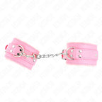 KINK - PELZGEFÜTTERTE HANDGELENKFESSELN ROSA MIT ROSA GÜRTEL VERSTELLBAR 17-29 CM X 6 CM - Vanelion Paradise