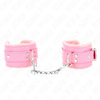 KINK - PELZGEFÜTTERTE HANDGELENKFESSELN ROSA MIT ROSA GÜRTEL VERSTELLBAR 17-29 CM X 6 CM - Vanelion Paradise