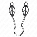 KINK - JAPANISCHE KLEEBLATT-NIPPELKLAMMERN MIT KETTE SCHWARZ 30 CM - Vanelion Paradise