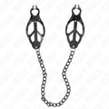 KINK - JAPANISCHE KLEEBLATT-NIPPELKLAMMERN MIT KETTE SCHWARZ 30 CM - Vanelion Paradise