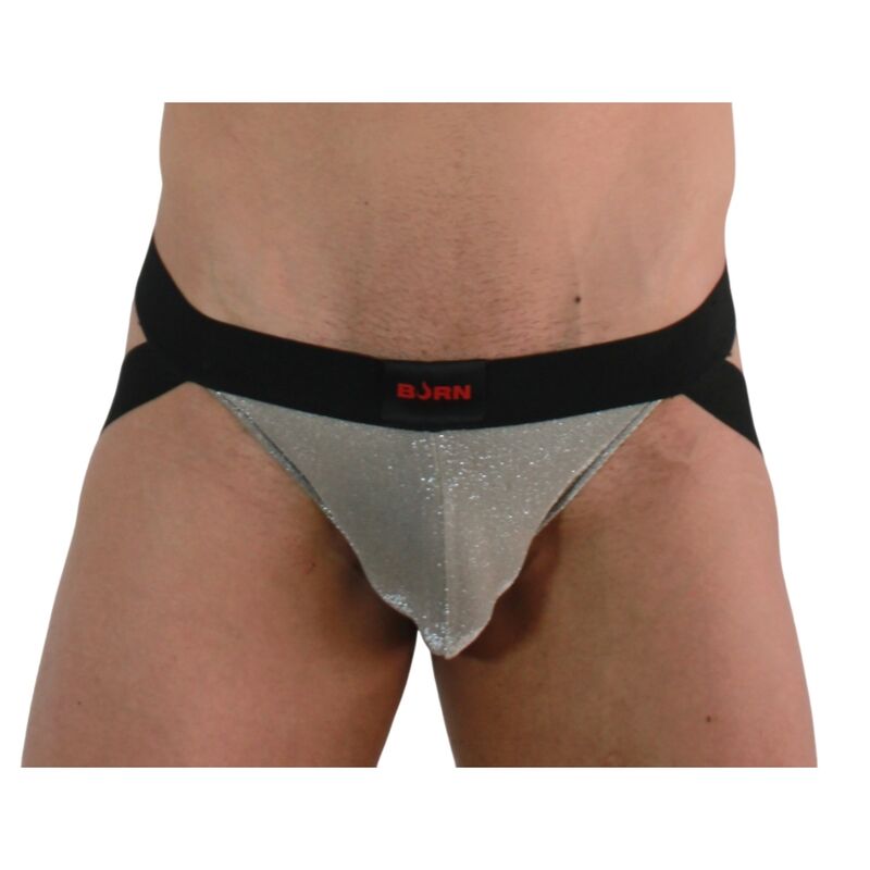 Burn 001 Glanz-Jockstrap – Beige/Schwarz, M
