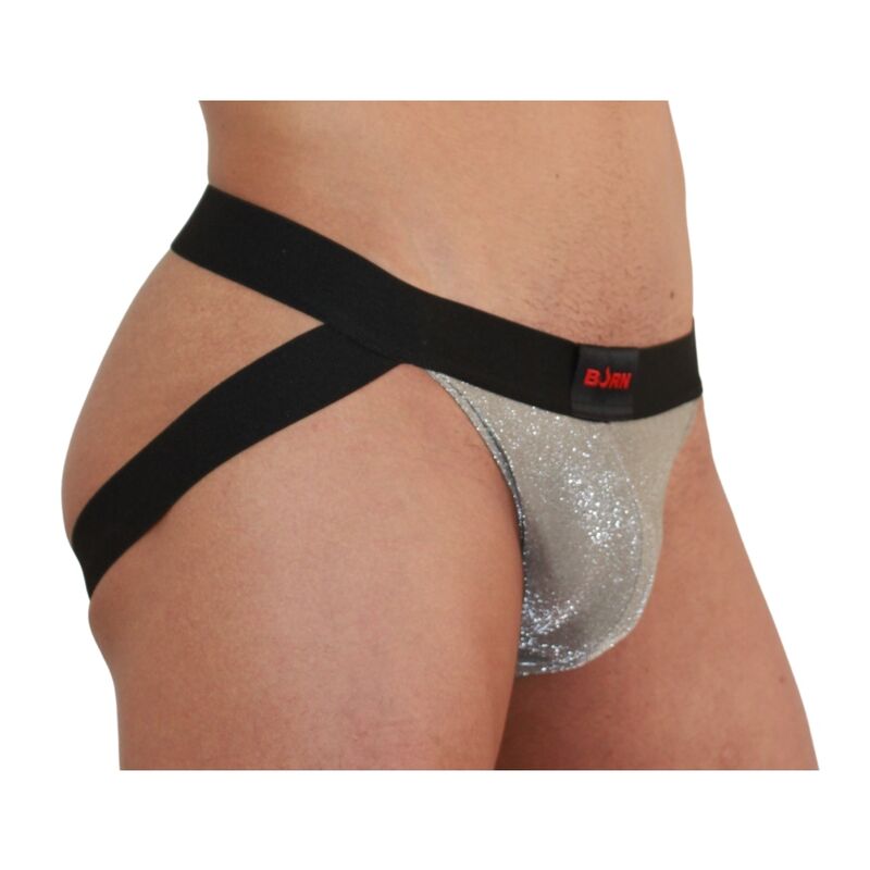 Burn 001 Glanz-Jockstrap – Beige/Schwarz, M