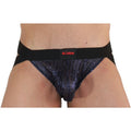 Burn 006 Glanz-Jockstrap – Blau/Schwarz, L