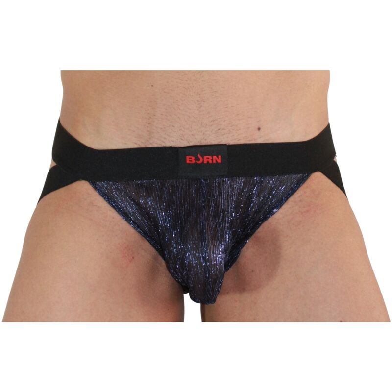 Burn 006 Glanz-Jockstrap – Blau/Schwarz, L