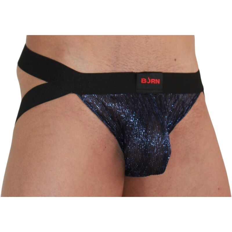Burn 006 Glanz-Jockstrap – Blau/Schwarz, L
